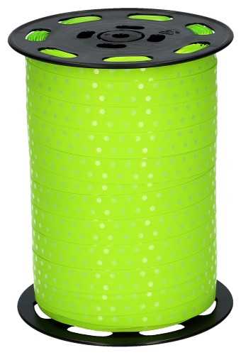 Krullint Dots Wit & Groen 10mm x 225 meter