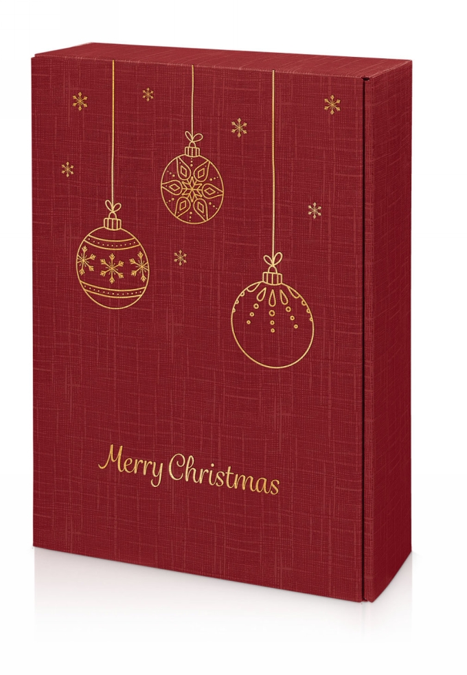 Wijndoos Bordeaux Merry Christmas Goud 3 Fles 36x25x9cm 25stuks