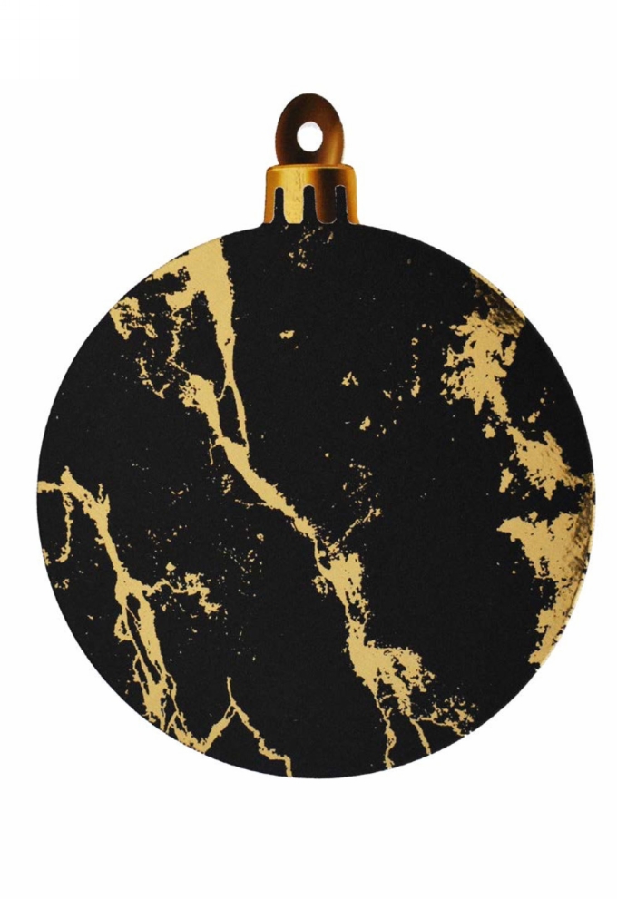 Decoratie Grote Etalage Kerstbal  Zwart Goud Marmer 48cm 1stuks