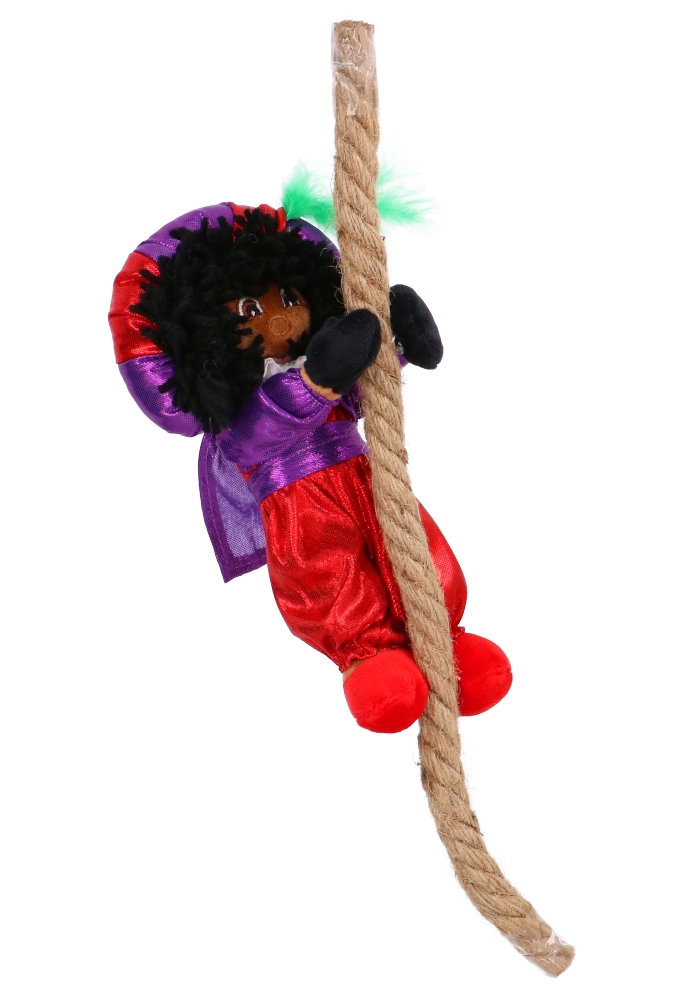 Decoratiepop Klim Glimmend Piet Aan Touw 25cm 1stuk