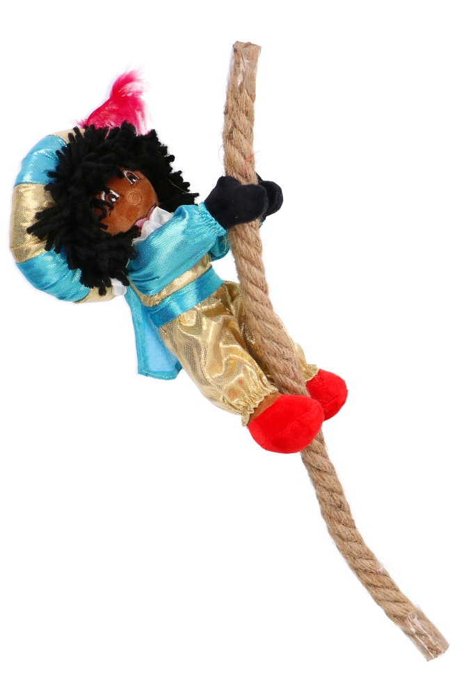 Decoratiepop Klim Glimmend Piet Aan Touw 25cm 1stuk