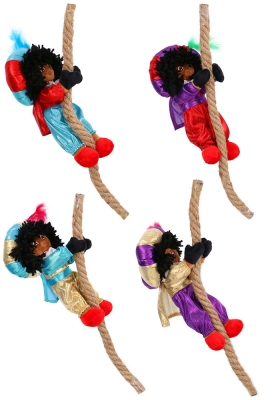 Decoratiepop Klim Glimmend Piet Aan Touw 25cm 1stuk