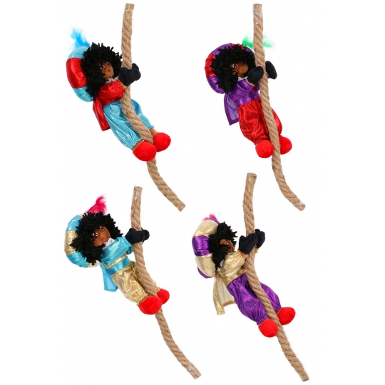 Decoratiepop Klim Glimmend Piet Aan Touw 25cm