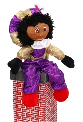 Decoratiepop Groot Glimmend Piet Met Pet 50cm 1stuk