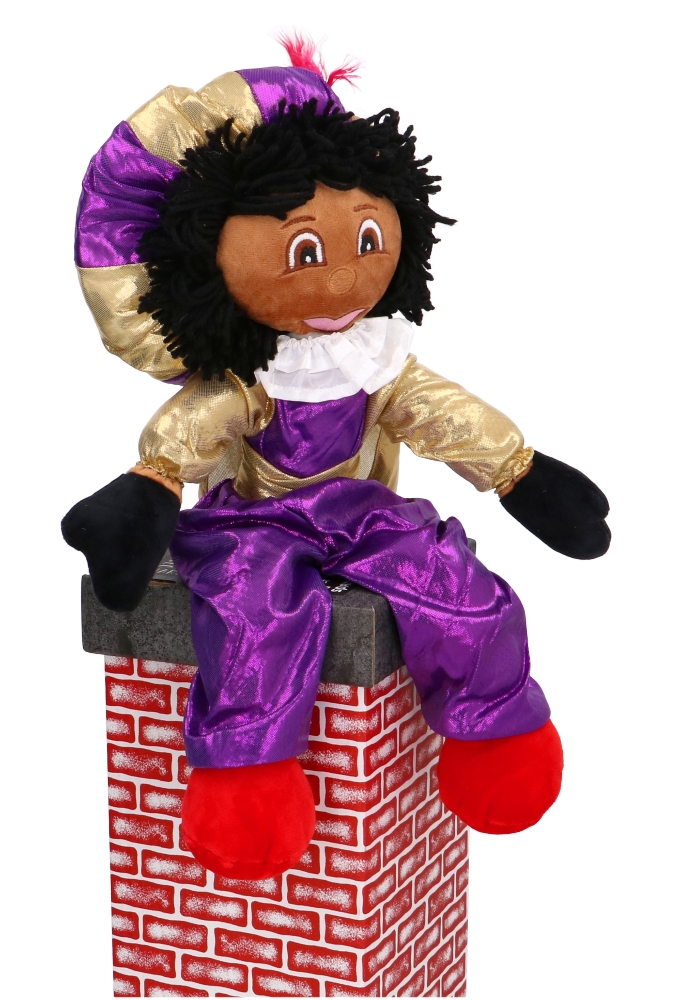 Decoratiepop Groot Glimmend Piet Met Pet 50cm 1stuk