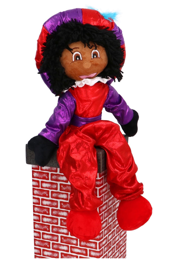 Decoratiepop Groot Glimmend Piet Met Pet 50cm 1stuk