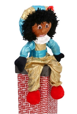 Decoratiepop Groot Glimmend Piet Met Pet 50cm 1stuk