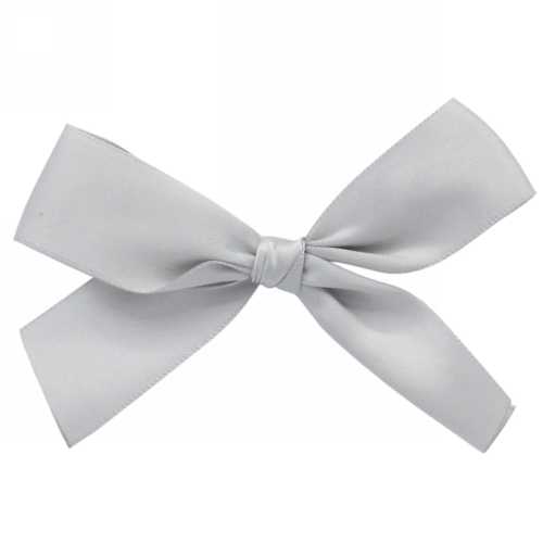 Strikje Satijn Licht Grijs Met Plakker 6x6cm 200stuks OP IS OP