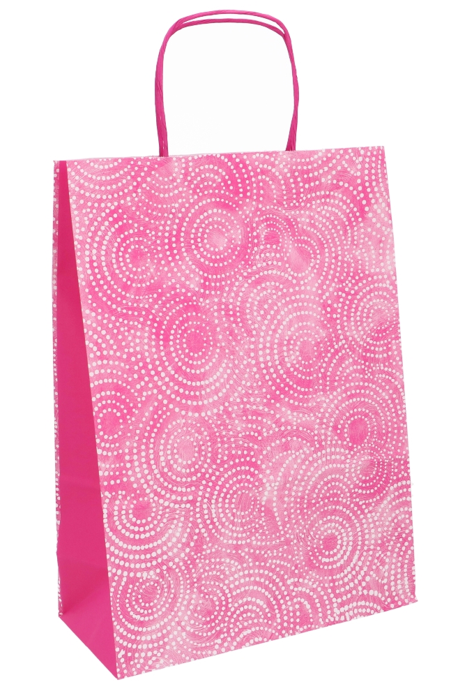 Papieren Draagtas Met Handvat Circle Roze 26x12x36cm 25stuks 