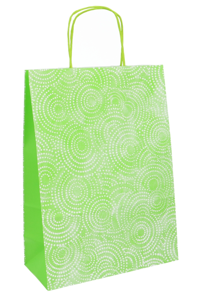 Papieren Draagtas Met Handvat Circle Groen 26x12x36cm 25stuks 