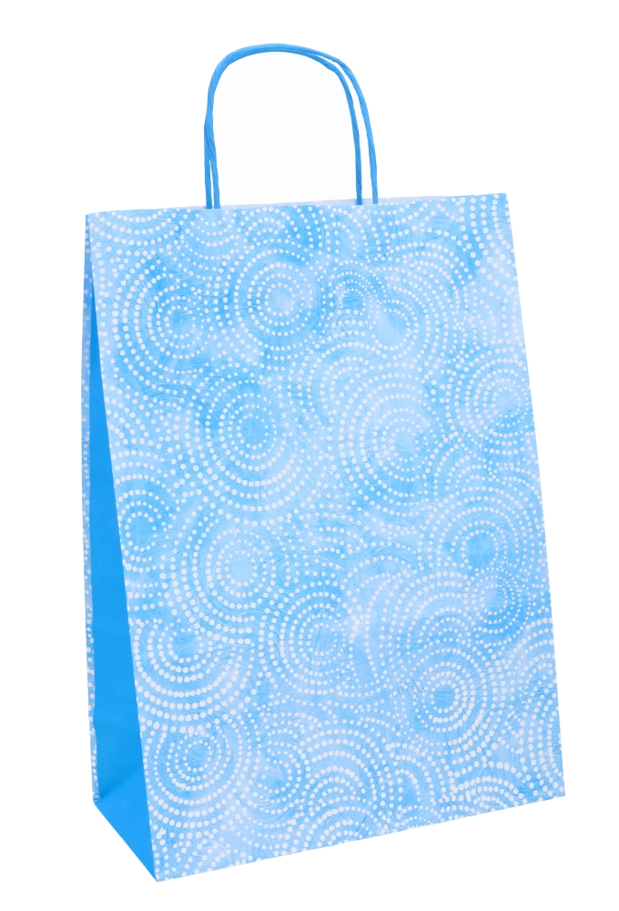 Papieren Draagtas Met Handvat Circle Blauw 26x12x36cm 25stuks