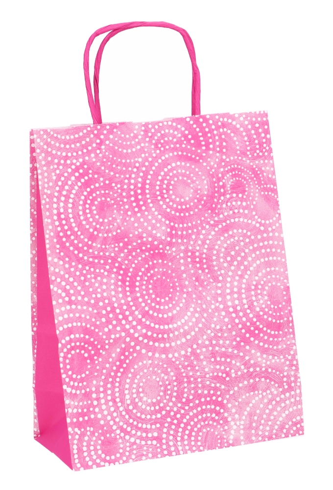 Papieren Draagtas Met Handvat Circle Roze 16x8x21cm 25stuks