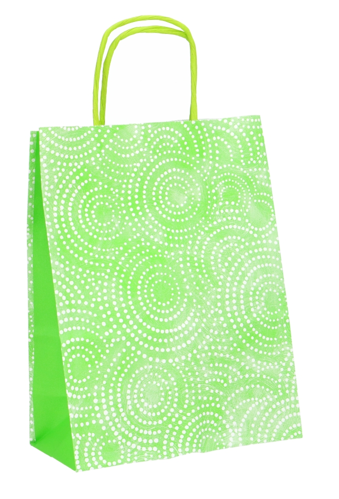 Papieren Draagtas Met Handvat Circle Groen 16x8x21cm 25stuks 