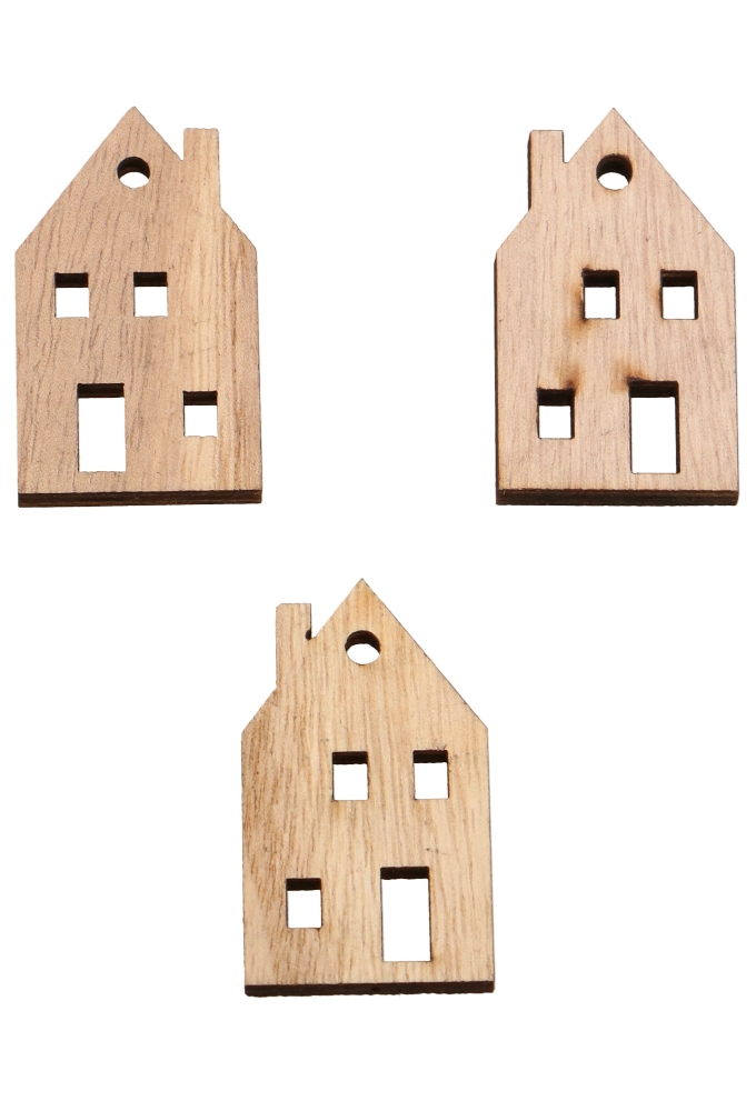 Houten Decoratie Huisjes 3x5cm 100stuks