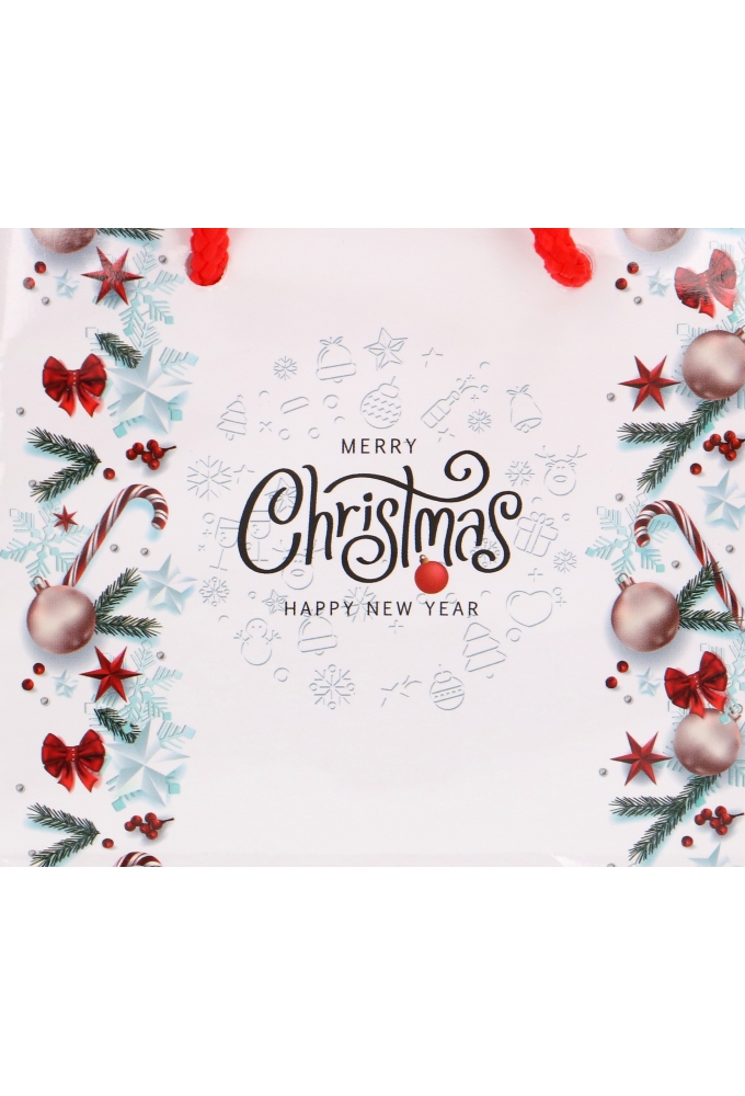 Kersttasjes Merry Christmas Happy New Year 11x6.5x14.5cm 12stuks