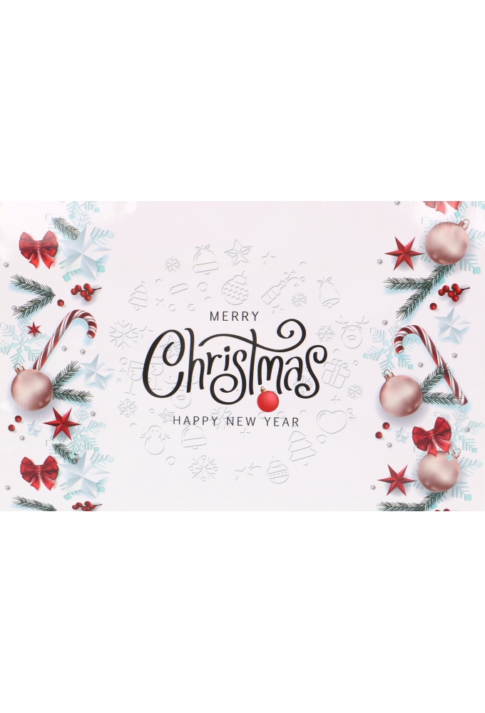 Kersttasjes Medium Merry Christmas Happy New Year 18x10x23cm 12stuks