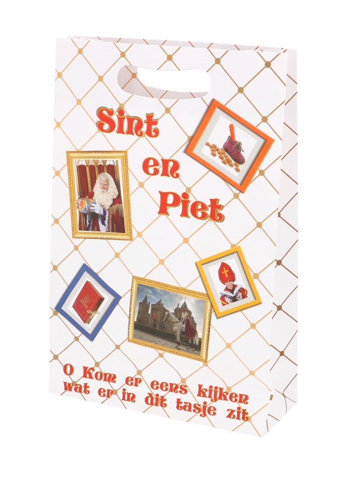 Papieren Sinttasjes Sint & Piet 24x9x36cm 120gr 10stuks