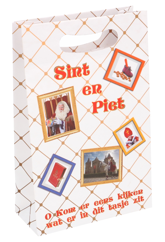 Papieren Sinttasjes Sint & Piet 16x7x25cm 120gr 10stuks