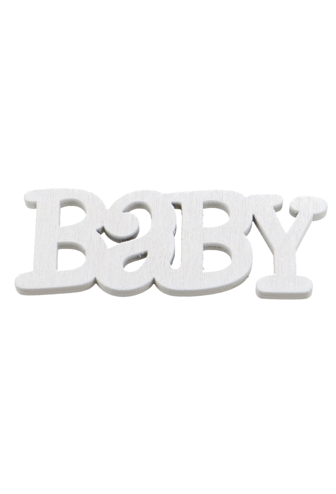 Houten Decoratie Baby Witte Letters 7x2.3cm 100stuks