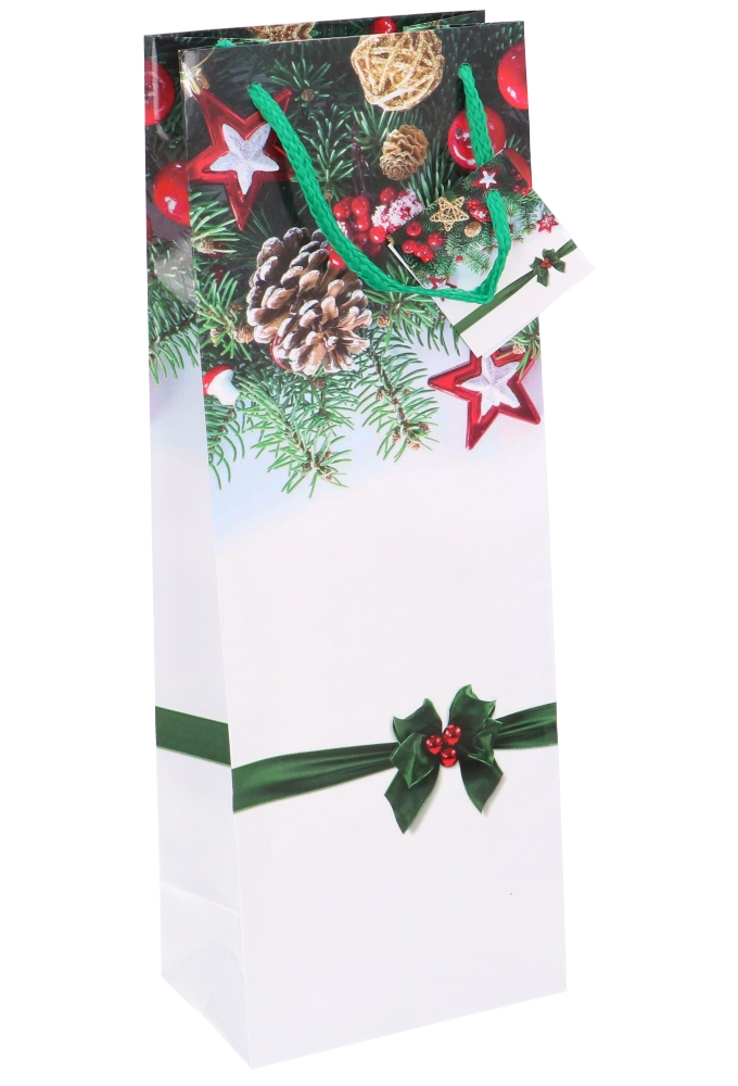 Kerst Wijntasjes 1Fles Victoria Christmas Guirlande 12.5x9x36.5cm 12st