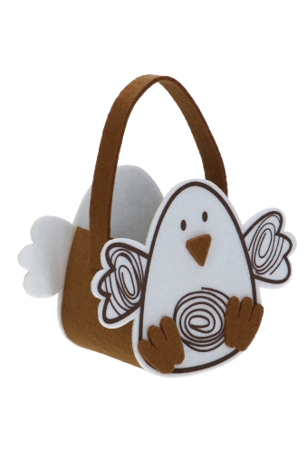 Paastasje Kuiken Wit Vilt & Hengsel 10x7.5x12.5cm 1 stuk