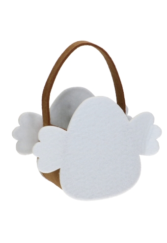 Paastasje Kuiken Wit Vilt & Hengsel 10x7.5x12.5cm 1stuks