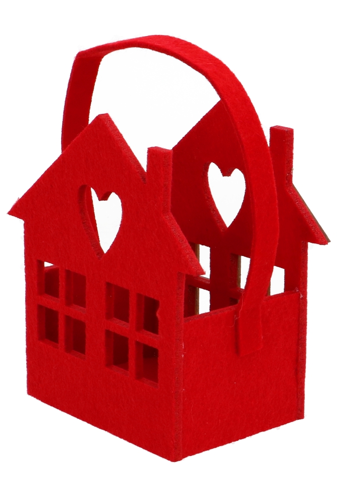 Geschenktasje Vilt Huisje Metallic Goud 11x8x16cm 6stuks