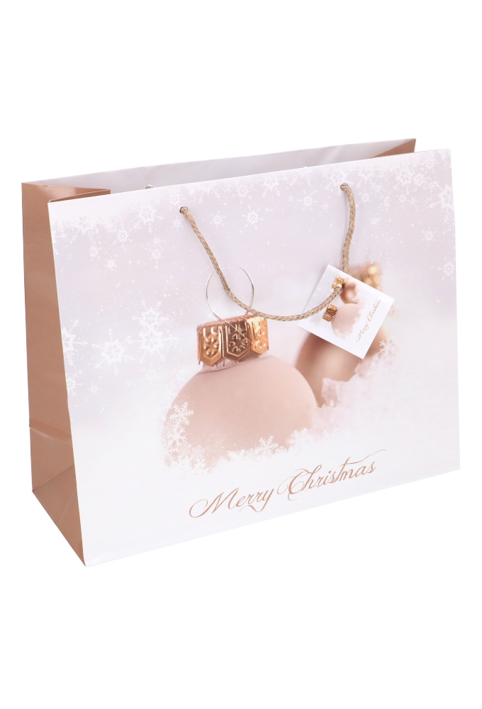Kersttasjes Groot Laag Merry Christmas Kerstbal 32x12.5x27cm 12stuks Kersttasjes Groot Laag Merry Christmas Kerstbal 32x12.5x27cm 12stuks