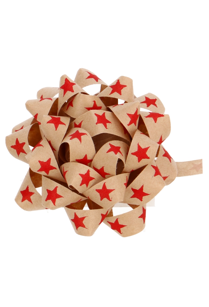 Kerst Mini Bows Strik Rond 70mm Kraft Stars Rood Met Plakker 50stuks