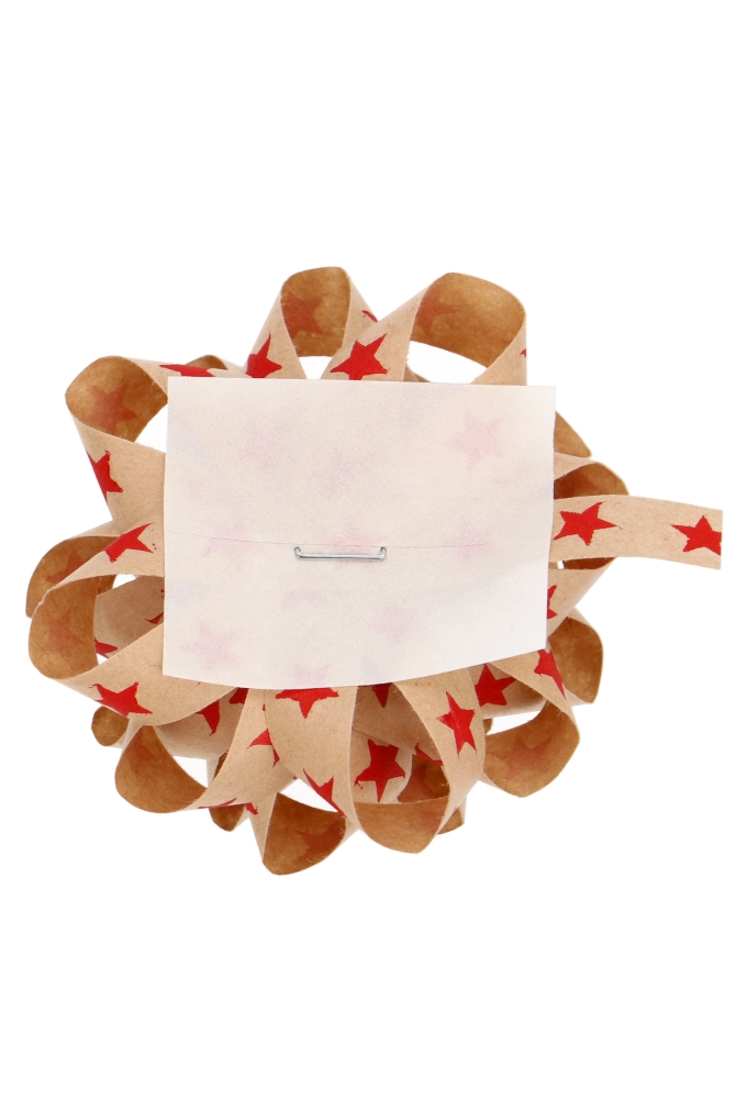 Kerst Mini Bows Strik Rond 70mm Kraft Stars Rood Met Plakker 50stuks