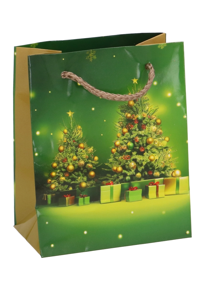 Kersttasjes Klein Christmas Tree Green 11x6.5x14.5cm 12stuks