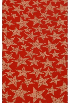 Kadopapier Kraft Rood Stars 70cm x 25meter FSC®