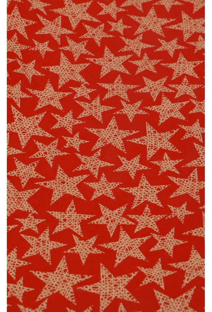 Kadopapier Kraft Rood Stars 70cm x 25meter FSC® OP IS OP