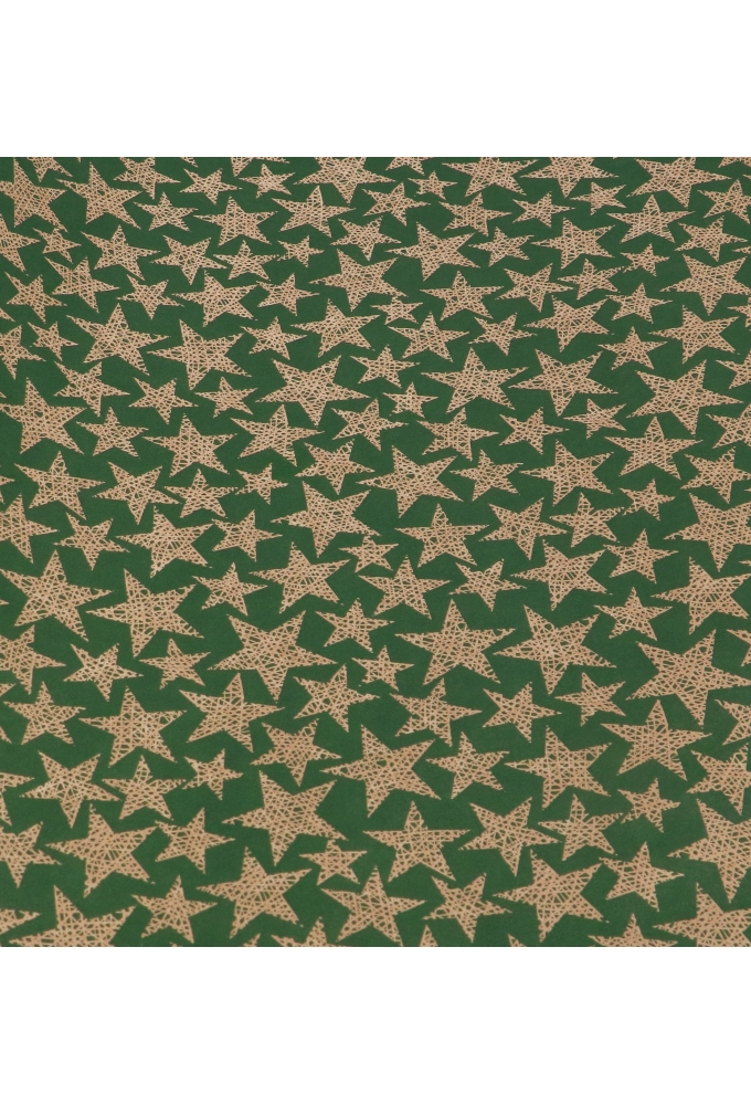 Kadopapier Kraft Groen Stars 70cm x 25meter FSC® OP IS OP