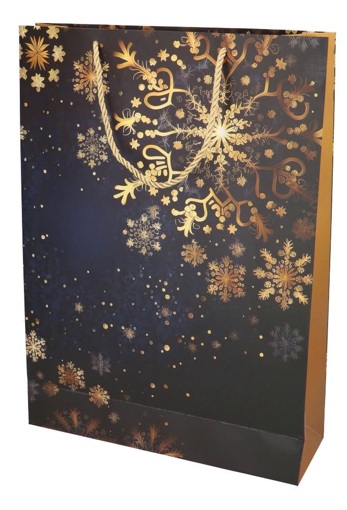 Kersttasjes Jumbo Snow Flakes Blue 33x10x45.5cm 10stuks