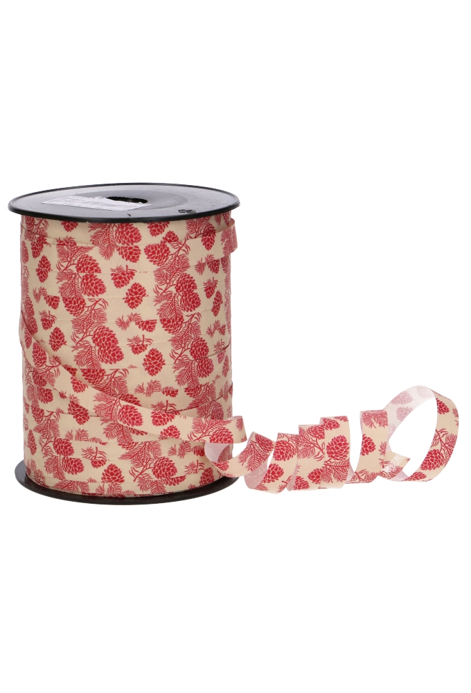 Kerst Krullint Kraft Dennenappeltjes & Tak Rood 10mm x 250m  OP IS OP