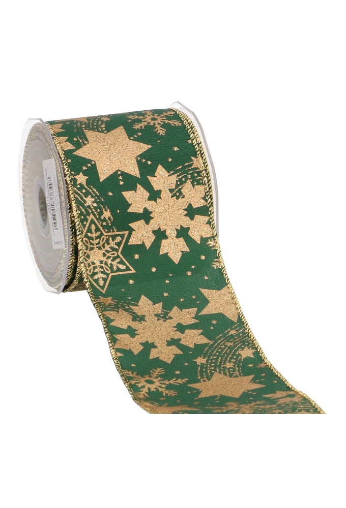 Luxe Kadolint Snow  & Star Glitter & Groen & IJzerdraad 63mm x 10meter