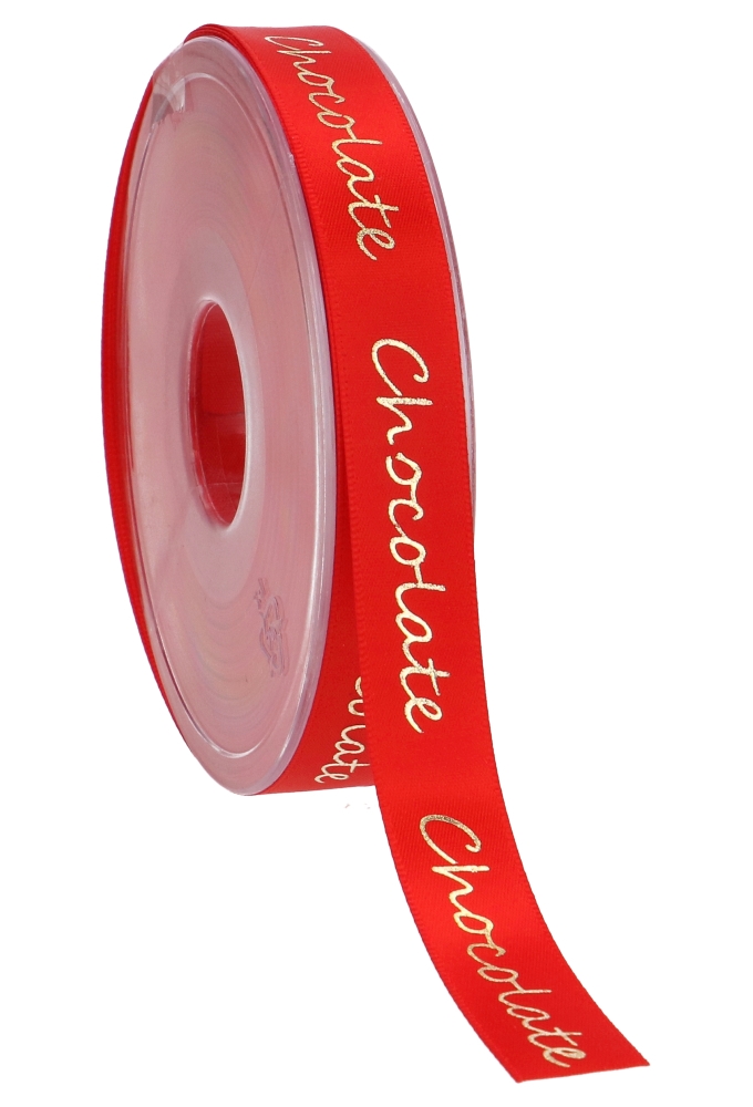 Luxe Satijn Lint Rood & Goud Chocolade 15mm x 25meter