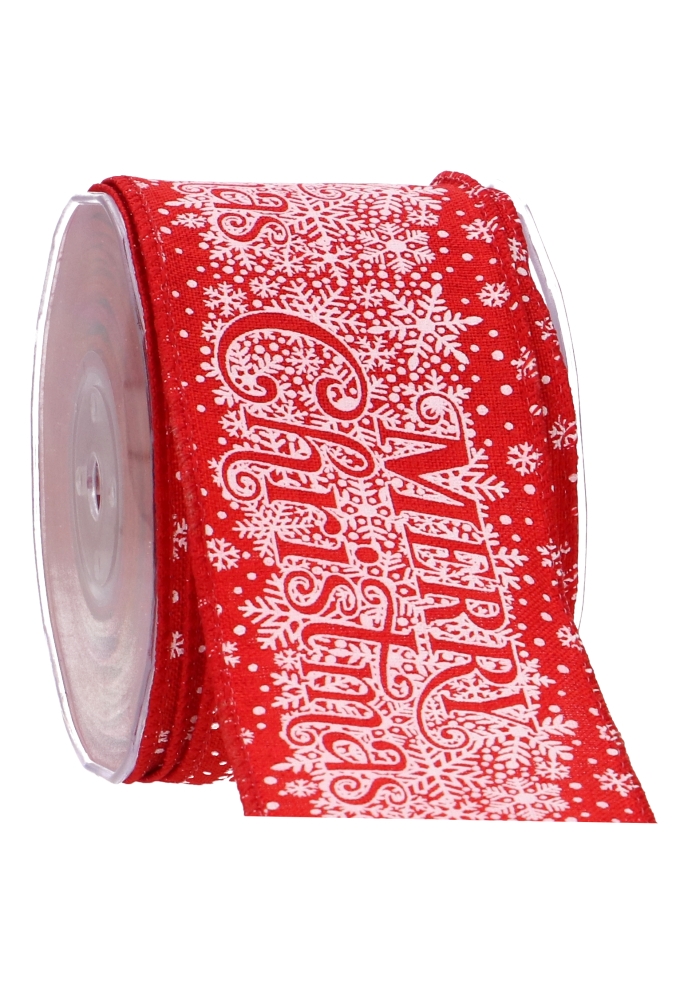 Luxe Kadolint IJzerdraad Merry Christmas Red & White 63mm x 10meter