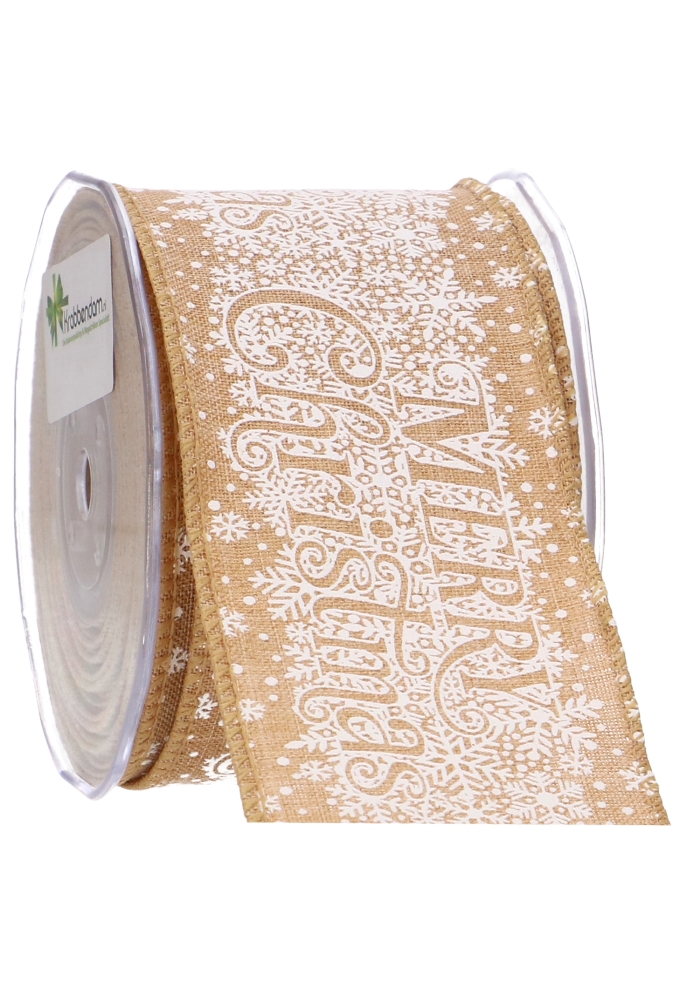 Luxe Kadolint IJzerdraad Merry Christmas Gold & White 63mm x 10meter