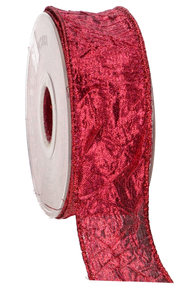 Luxury Metallic Lint Rood Met IJzerdraad 40mm x 10meter