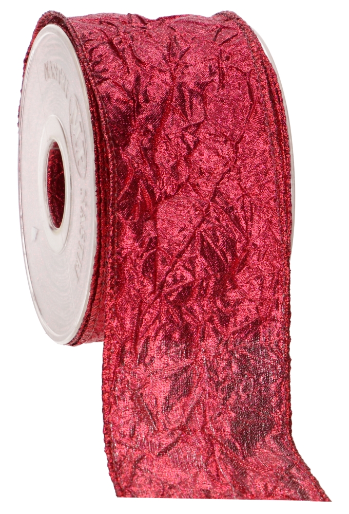 Luxury Metallic Lint Rood Met IJzerdraad 63mm x 10meter