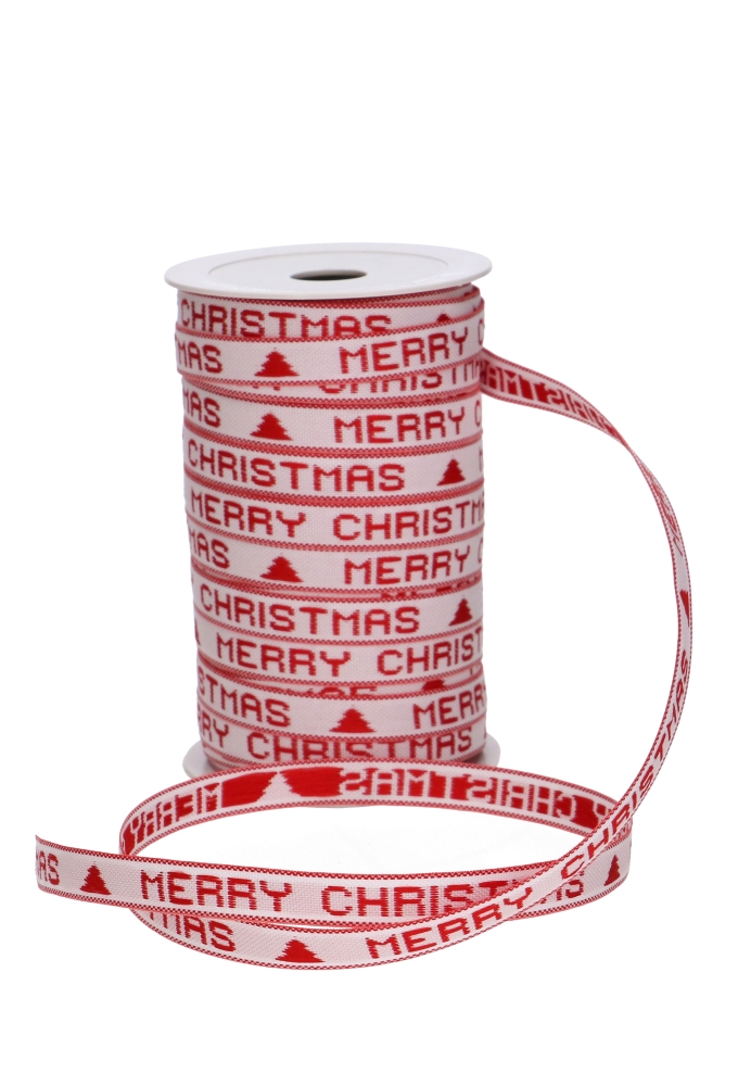 Kadolint Textiel Geweven Lint Merry Christmas Rood 10mm x 25meter