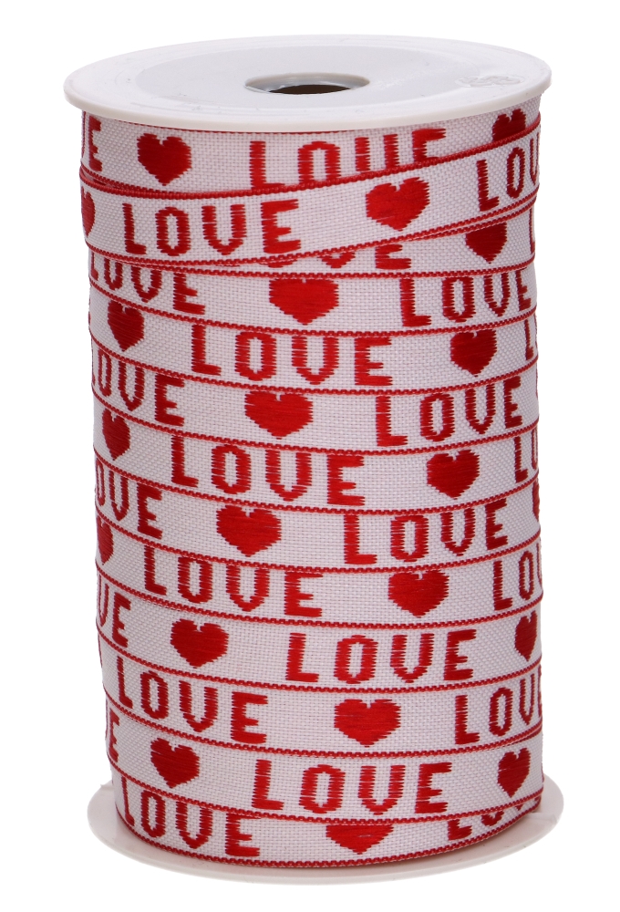 Kadolint Textiel Geweven Lint Love Rood 10mm x 25meter