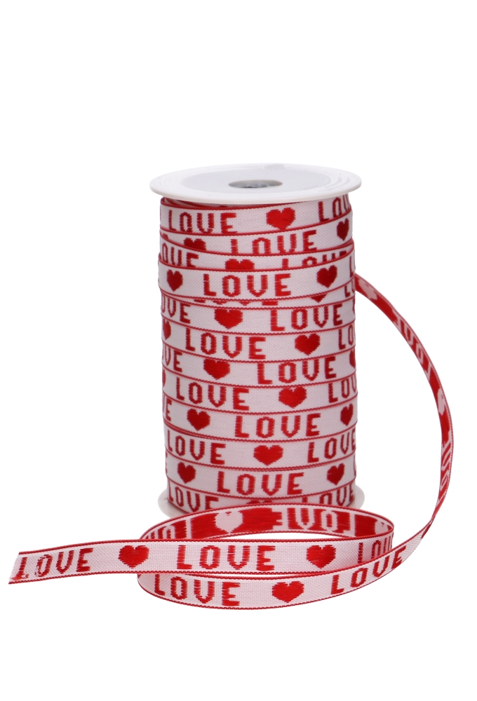 Kadolint Textiel Geweven Lint Love Rood 10mm x 25meter