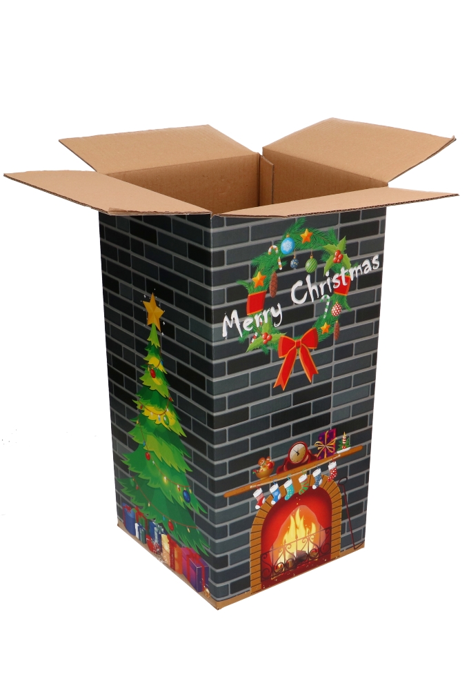 Kerstpakketdozen Kerst Openhaard Glans 22x22x44cm 15stuks