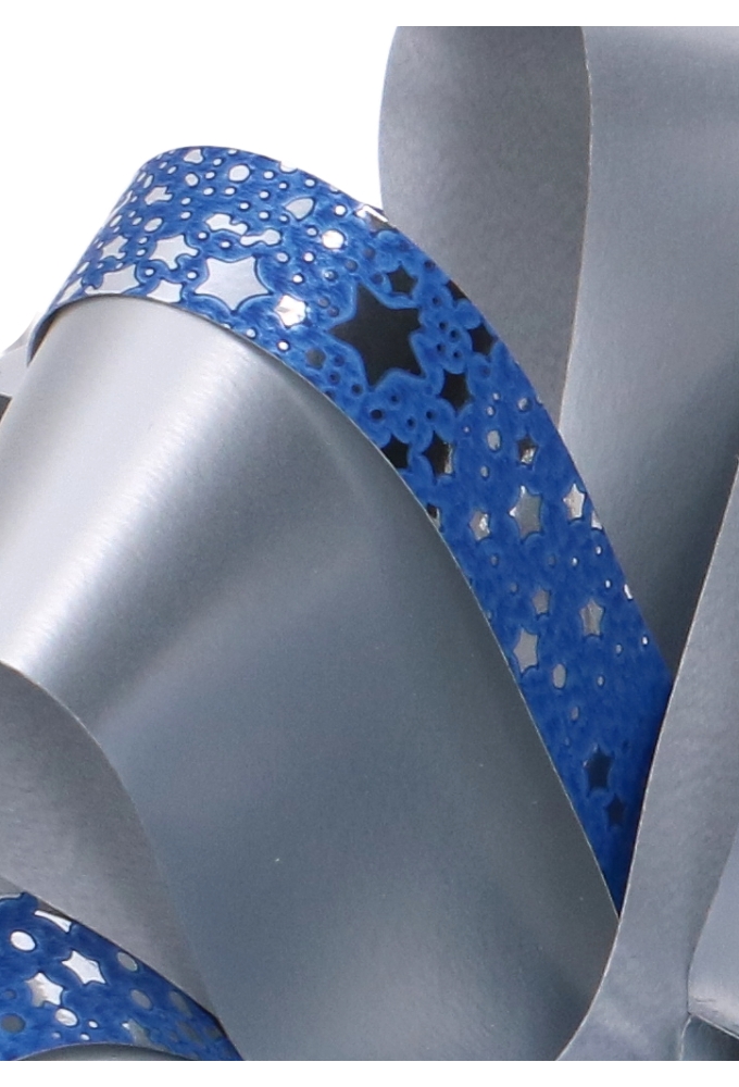 Kerst Trek Strikken Stars Blauw Doorsnee 120mm met een lint 20mm 30st