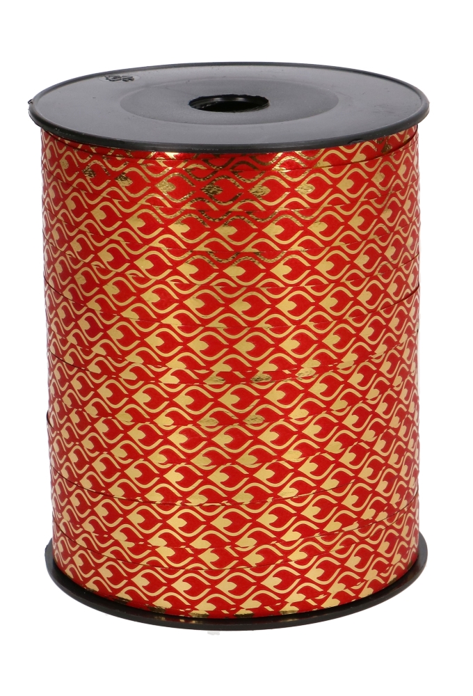 Krullint Metallic Rood Fire Goud 10mm x 250 meter