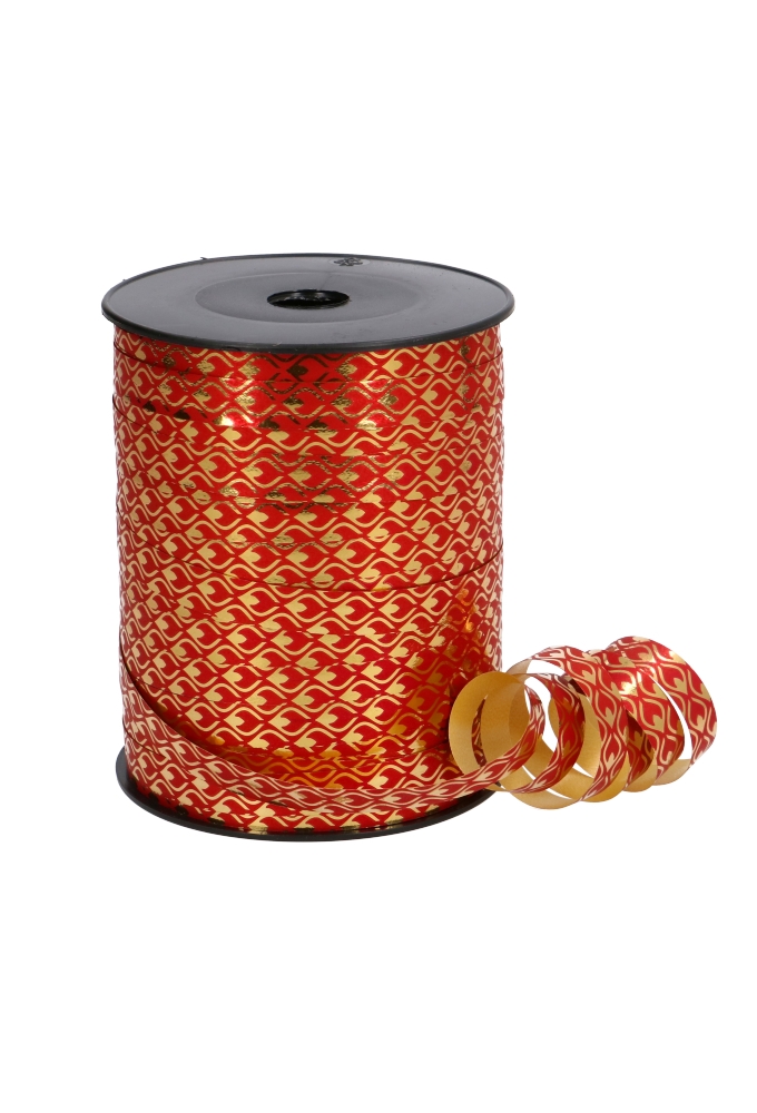 Krullint Metallic Rood Fire Goud 10mm x 250 meter