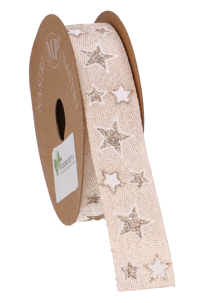 Kadolint Satijn Ribbel Stars & Paillettes Glitter 25mm x 10 meter